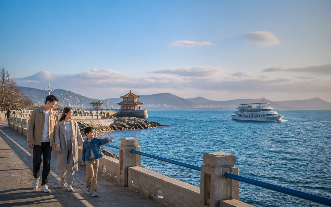 秦皇岛滨海旅游场景示意图